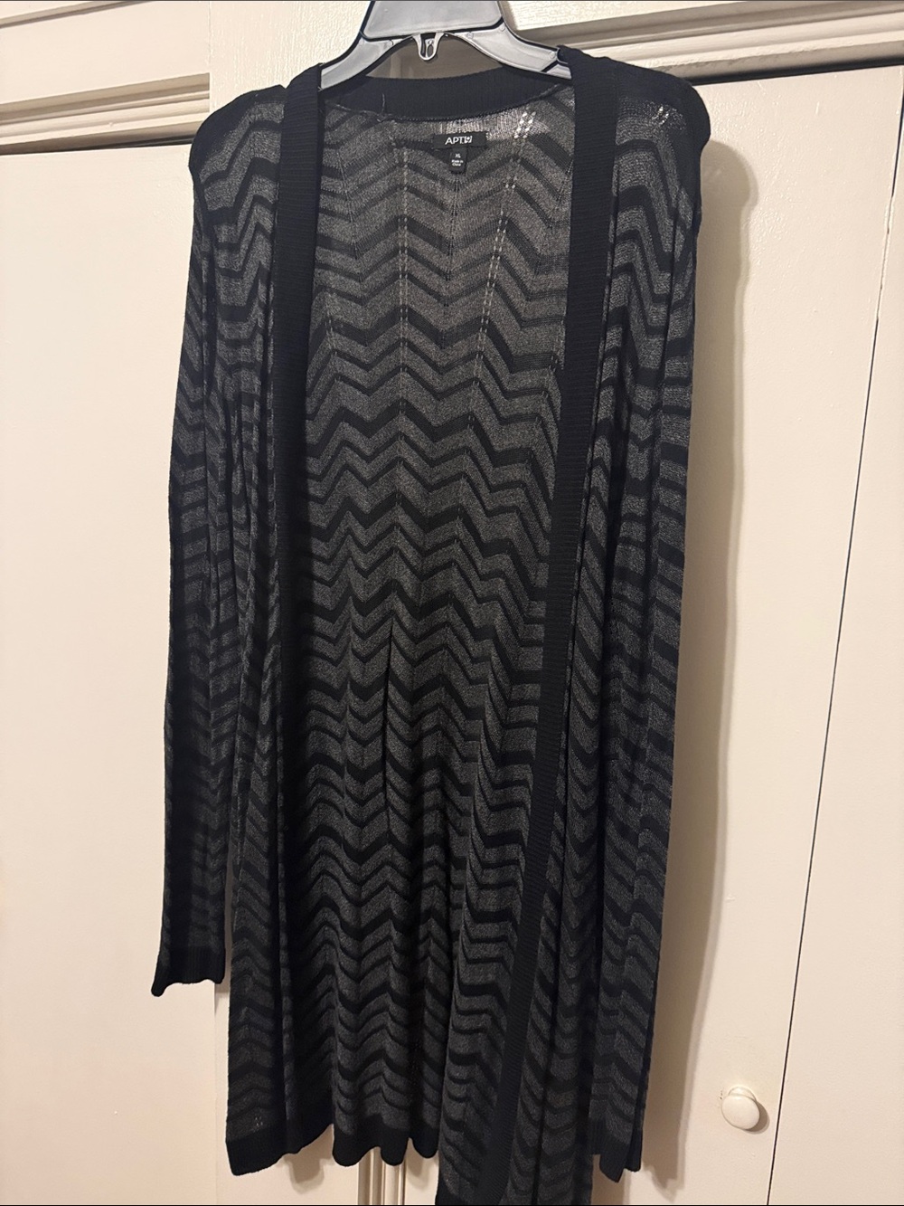 Long black and gray lightweight sweater